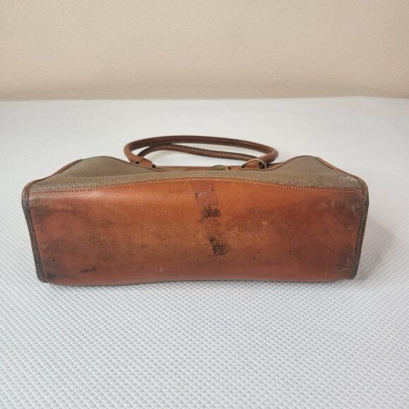 Vintage Dooney & Bourke Satchel Bag Taupe Tan Brown All Weather Leather Handbag - Picture 11 of 14